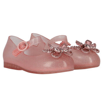 Younger Girls Pink Butterfly Jelly Shoes